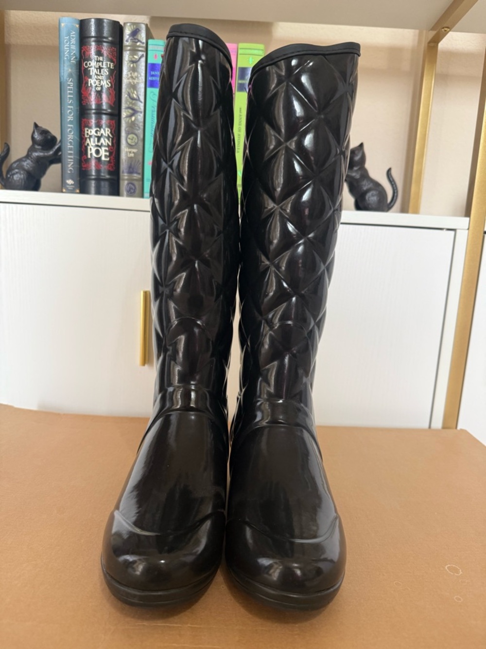 Hunter Regent Savoy Quilted Gloss Black Tall Women's Rain Boot - Picture 8 of 11